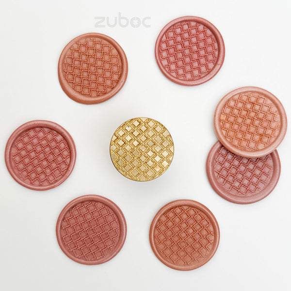Tile Design Wax Stamp with Wooden Handle
