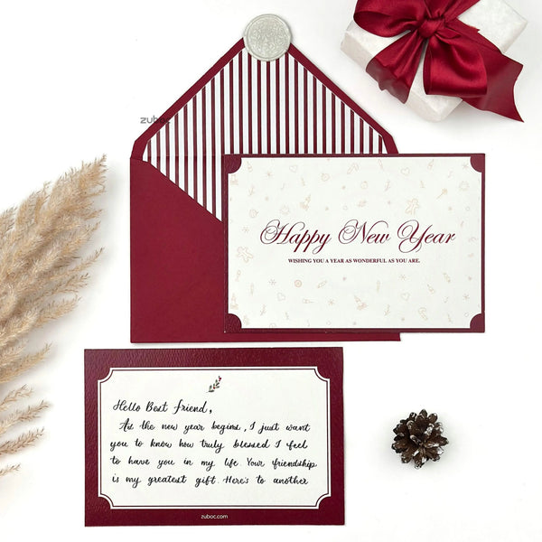 Handwritten Crimson Noel New Year Card
