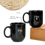 Zuboc Customized His and Hers Classic Mini Ceramic Coffee Mug Set /For Gifting- Black