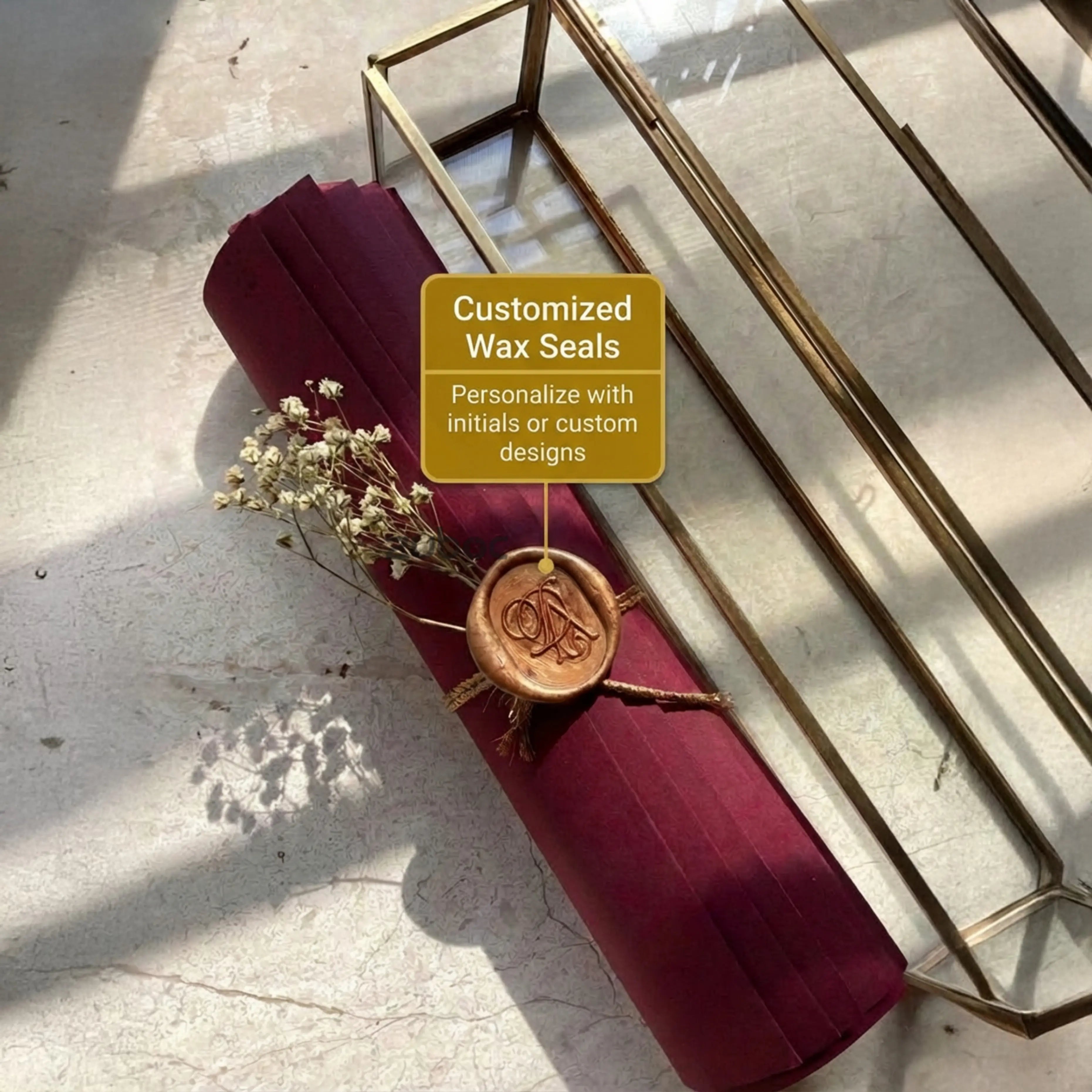 Custom Oblong Wax Stamp with Wooden Handle