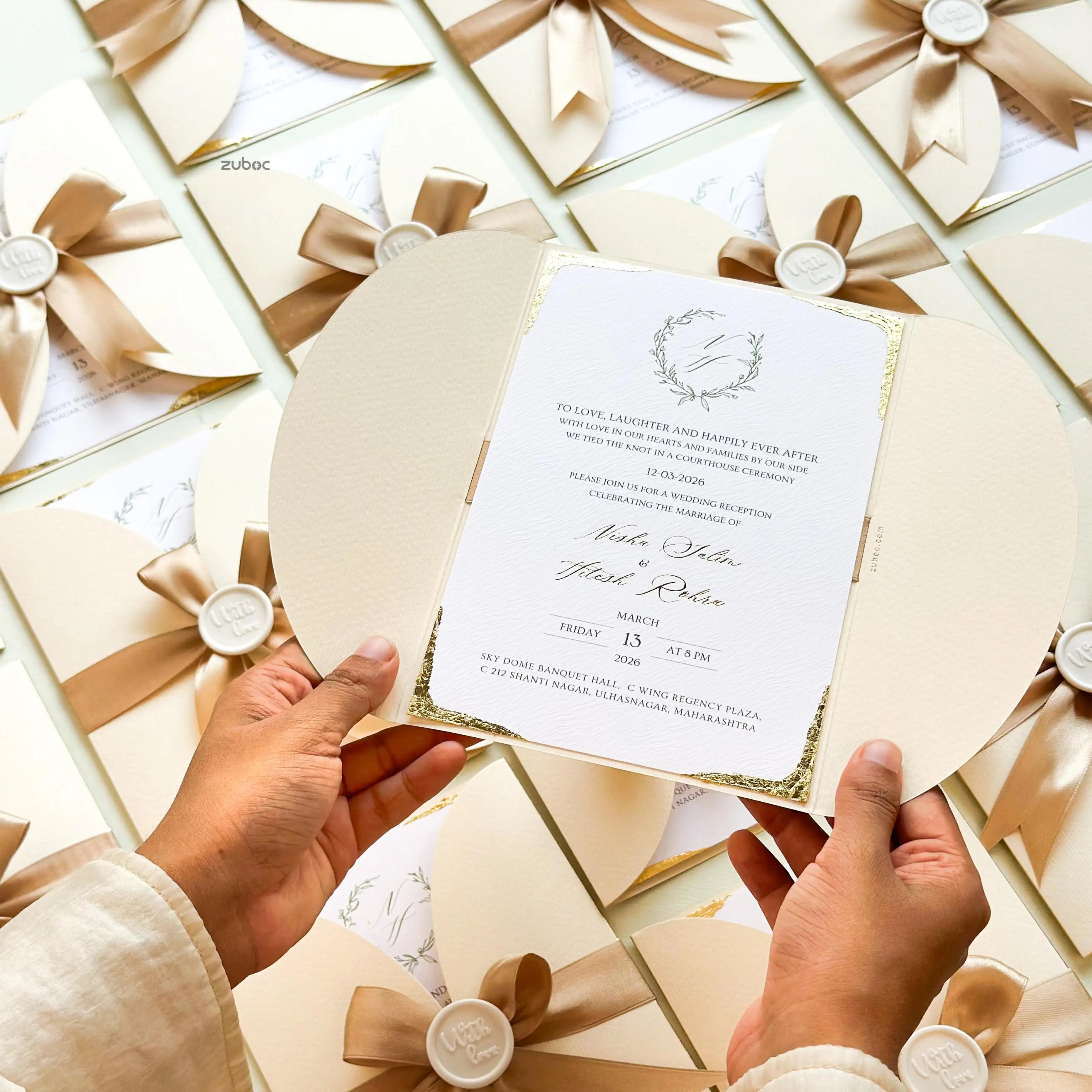 Customized Gold Eterna Wedding Invitation Suites (Set of 50)