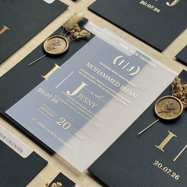 Wedding Invitation Suite – Gold Foil & Butter Film Elegance