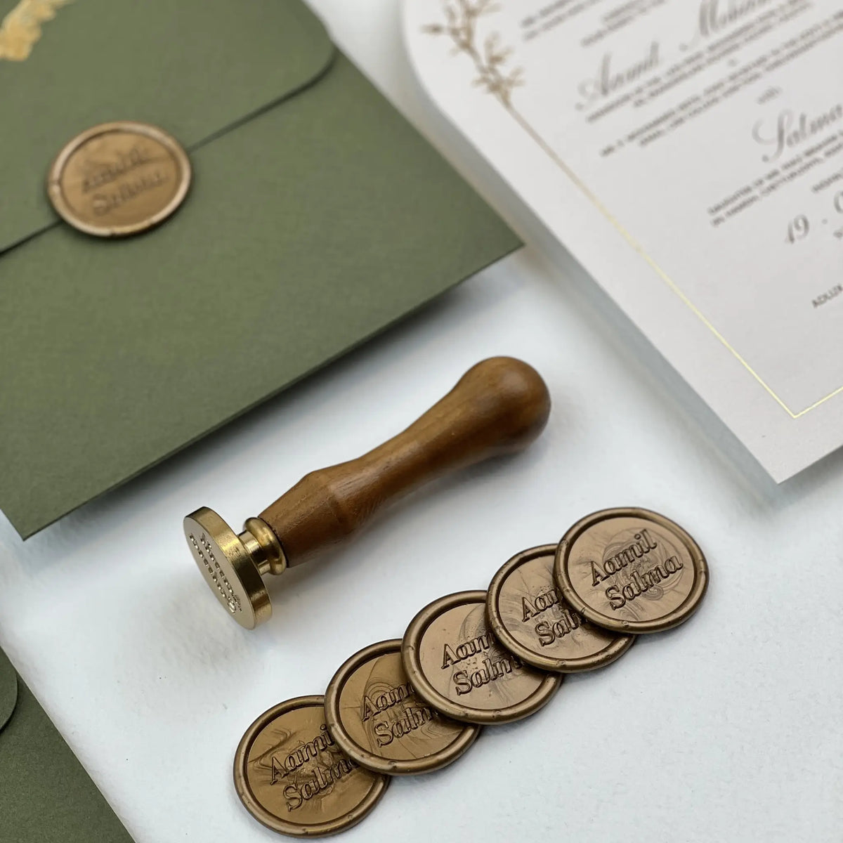 Wedding Invitation Suite – Gold Foil & Custom Wax Seal