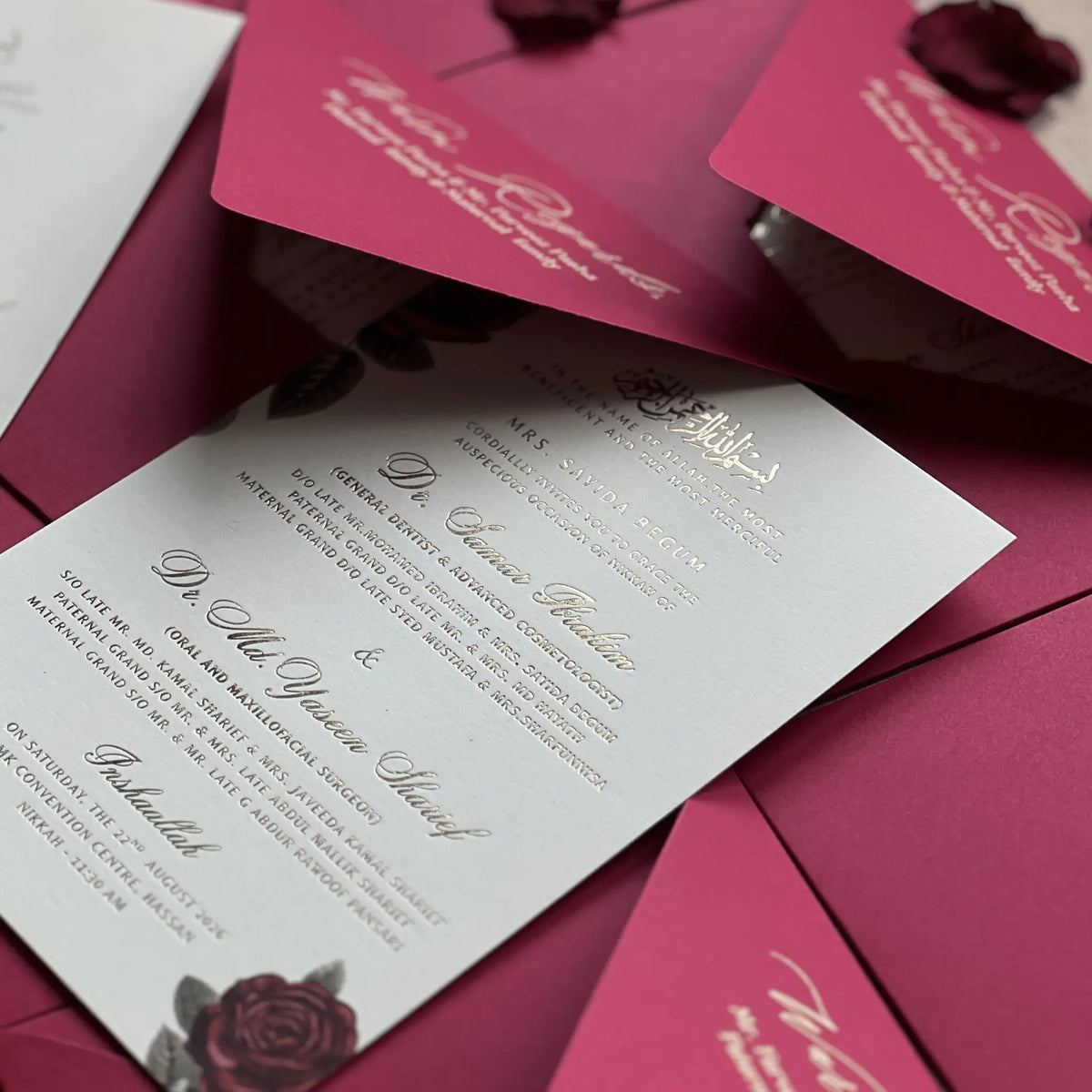 Wedding Invitation Suite – Gold Foil Elegance with Screen Printed Envelope