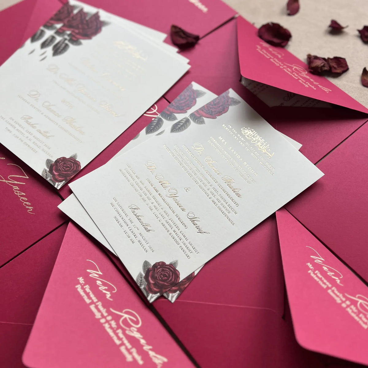 Wedding Invitation Suite – Gold Foil Elegance with Screen Printed Envelope