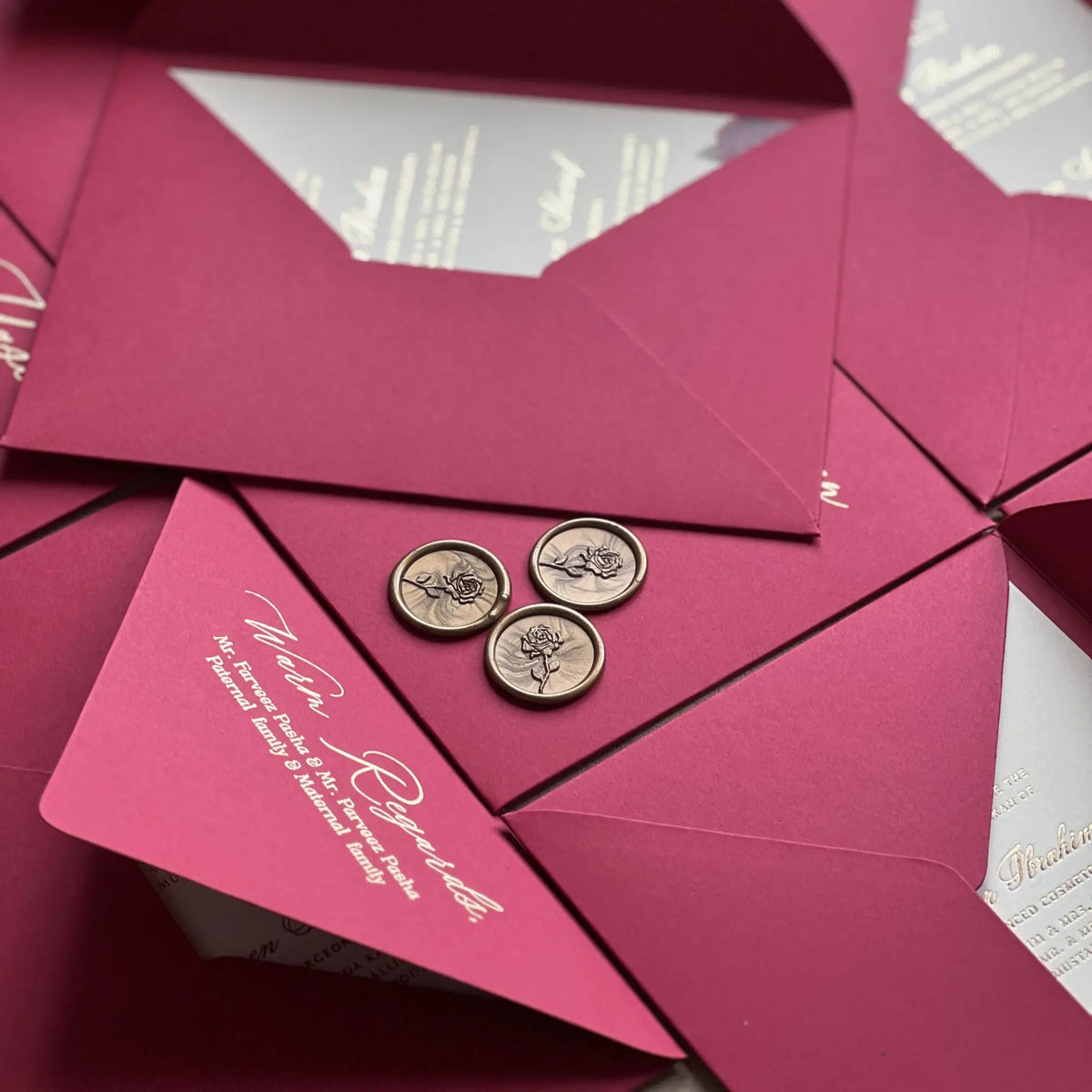 Wedding Invitation Suite – Gold Foil Elegance with Screen Printed Envelope