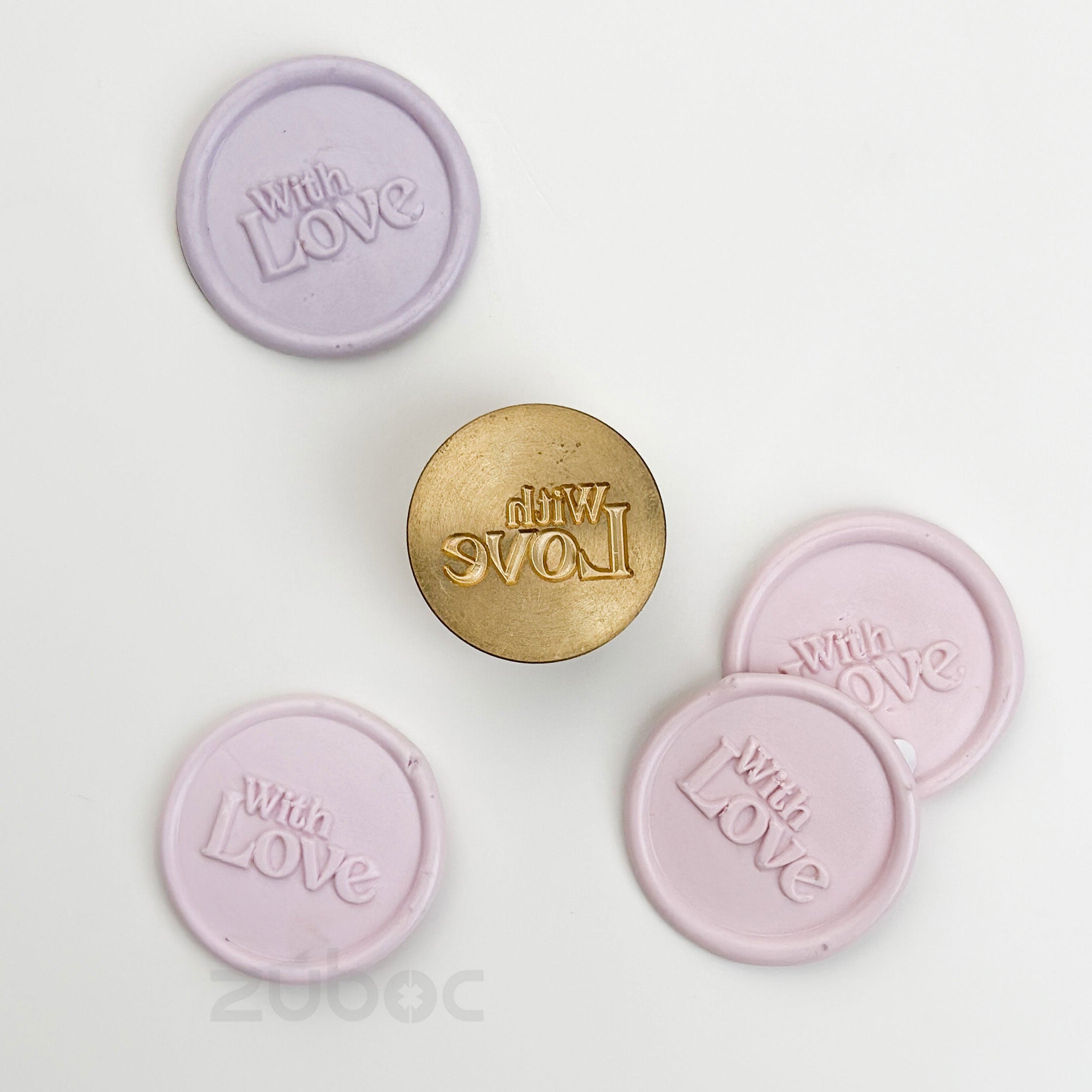 Brown wax stamp with wooden handle for handmade cards