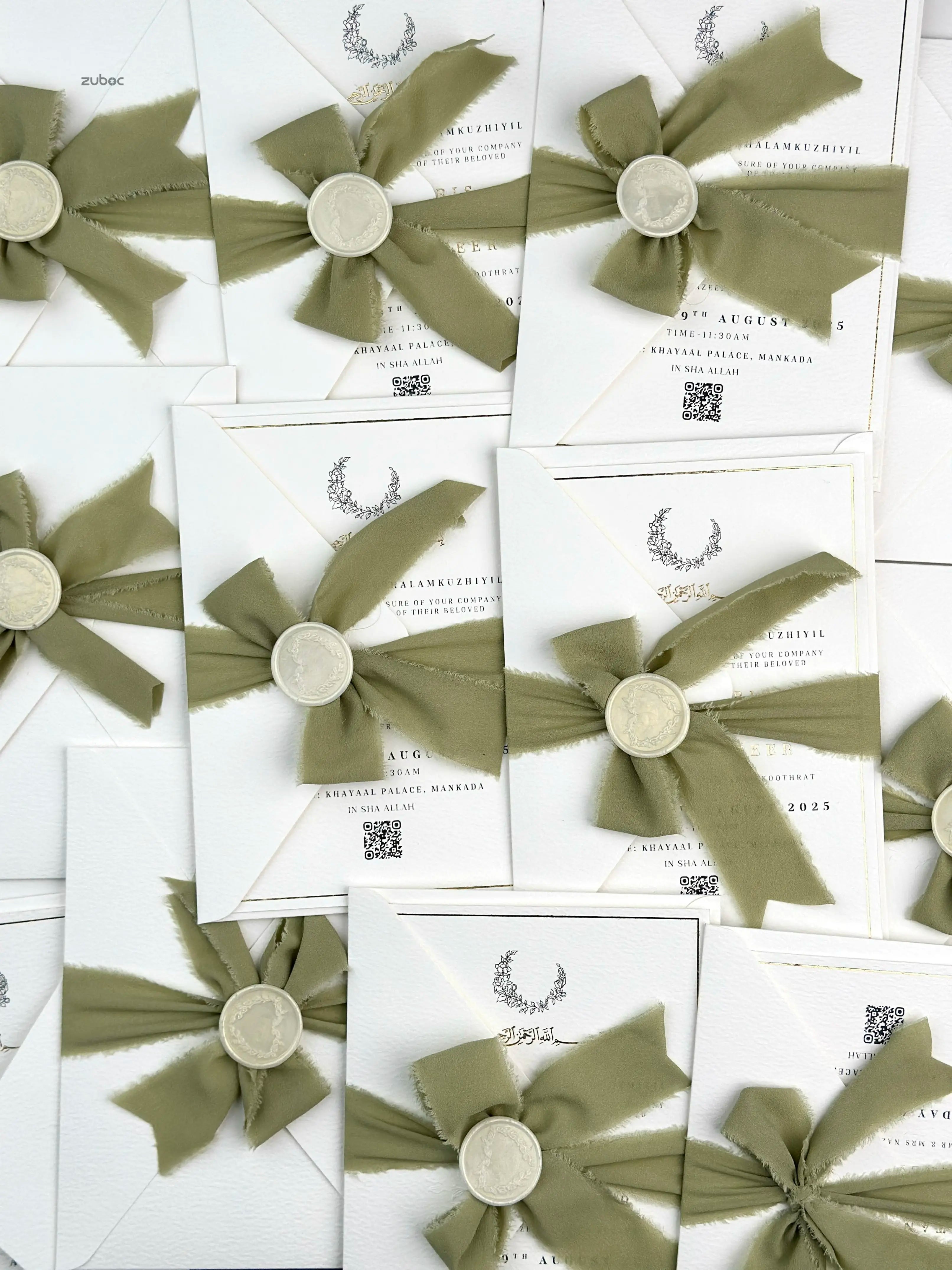 White wedding invitation suite set of 50 for elegant wedding celebrations