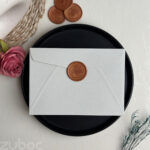 Light Grey Wedding Invitation Envelope with Bronze Wax Seal