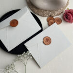 Light Grey Wedding Invitation Envelope with Bronze Wax Seal