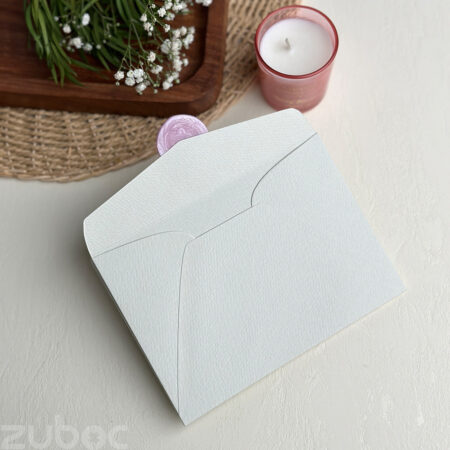 Lightest grey wedding invitation envelope with lily wax seal-1