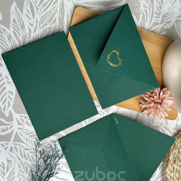 Counter flap envelope with foil – C6, a luxurious foiled envelope-forest green-3