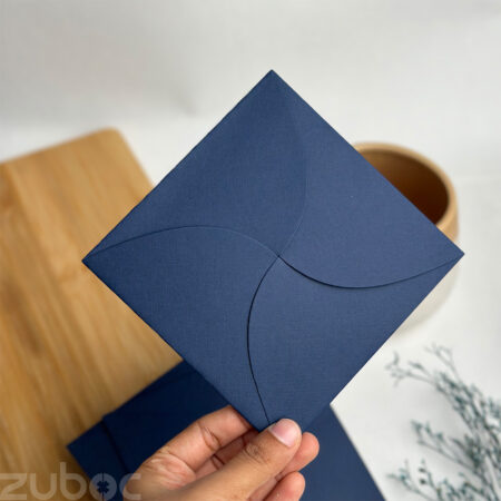 Semi circle envelope in navy blue, a unique personalized envelopes