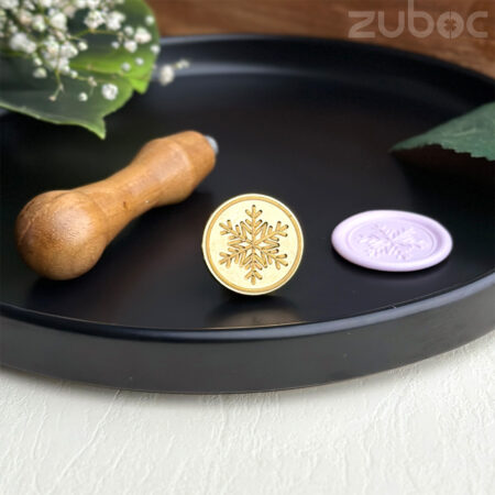 Snow wax seal stamp with a smooth wooden handle -1