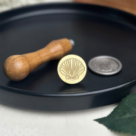 Shell custom wax seal stamp with a wooden handle -1