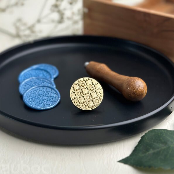 Elegant wax seal stamp with Arabic design and wooden handle -1