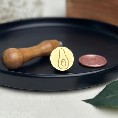 Brass Round Avocado Design Wax Stamp Head by Zuboc