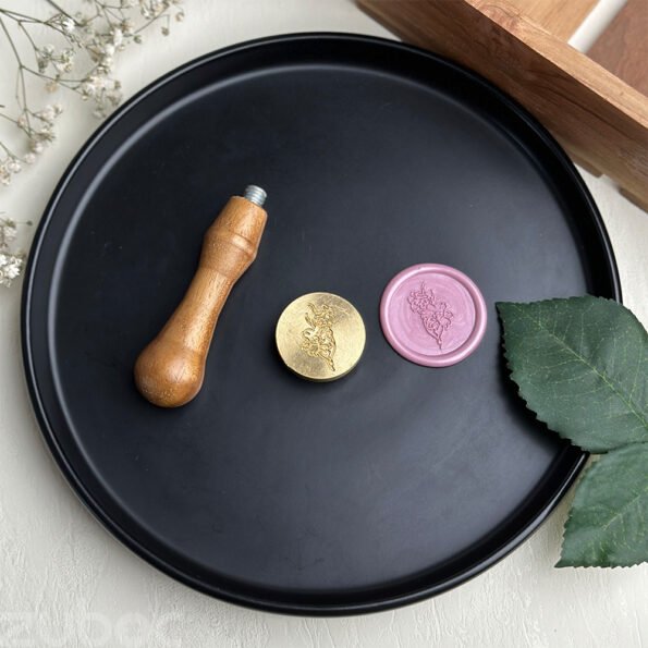 Bloom wax seal stamp with ergonomic wooden handle -2