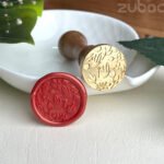 Botanical collection wax seal stamp with ergonomic wooden handle