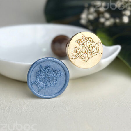 "Cherry Blossom Brass Wax Stamp with Teak Wood Handle by Zuboc"