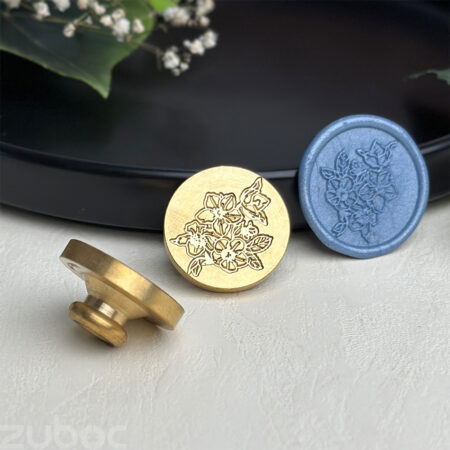 Brass Cherry Blossom Wax Stamp Head for sealing envelopes and crafting invitations.