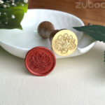 Cosmos custom wax seal stamp with smooth wooden handle