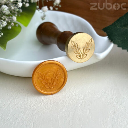 Duo branch wax seal stamp with smooth wooden handle