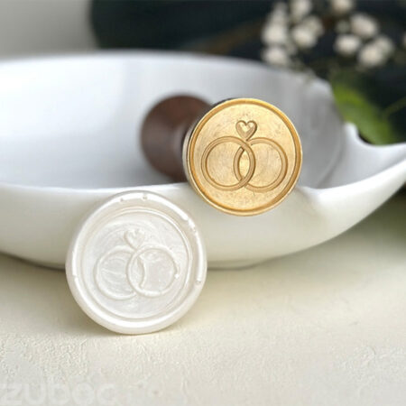 Duo ring wax seal stamp with smooth wooden handle