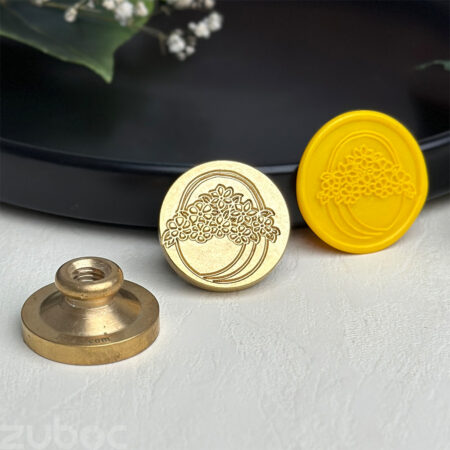 Brass Flower Basket Design Wax Stamp Head by Zuboc