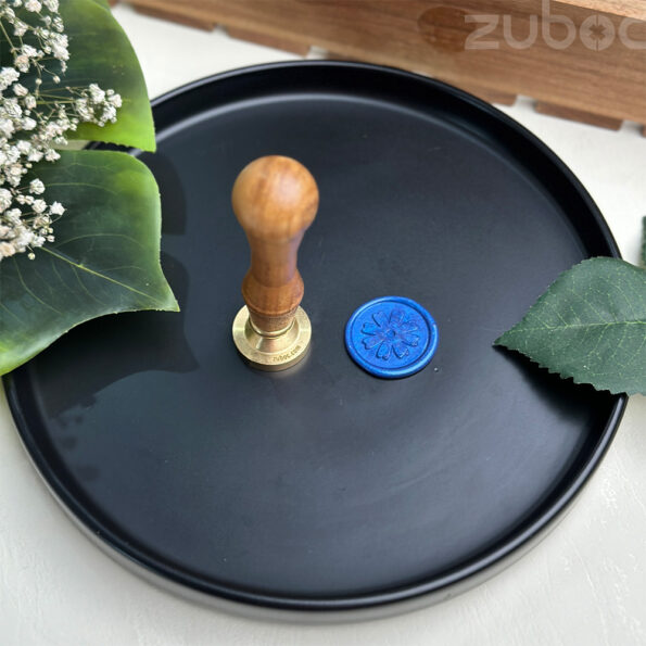 Flower wax seal stamp with smooth wooden handle -3