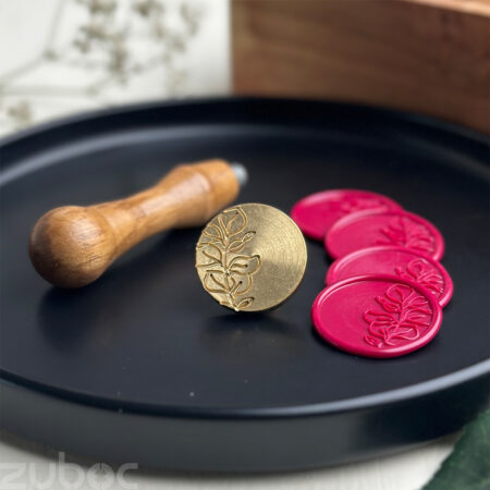 Foliage wax seal stamp with smooth wooden handle -1