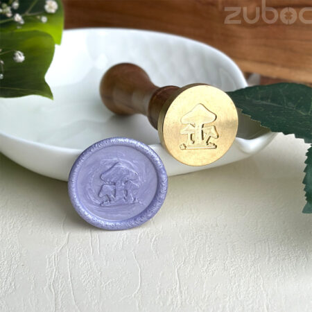 Forest mushroom wax seal stamp with wooden handle