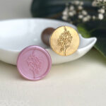 Lily wax seal stamp with Wooden Handle