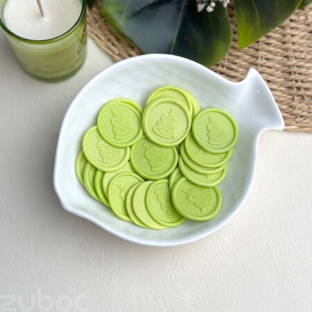 Wax seal in lime green cake design for crafting and invitations