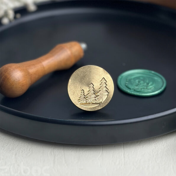 Brass Pine Tree Wax Stamp Head for Crafting and Invitations"