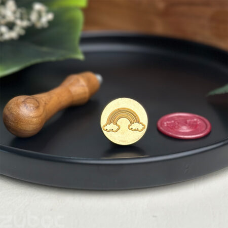 Rainbow wax seal stamp with wooden handle -1