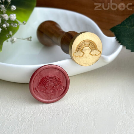 Rainbow wax seal stamp with wooden handle