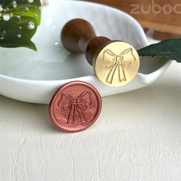 Ribbon-1 wax seal stamp with a smooth wooden handle