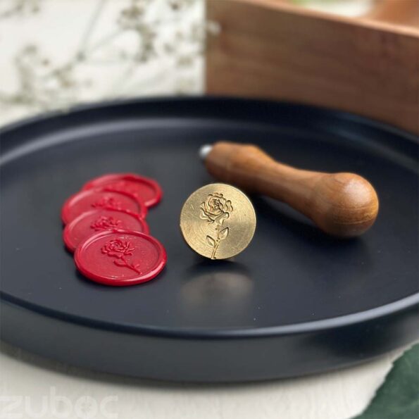 Rose stem custom wax seal stamp -2