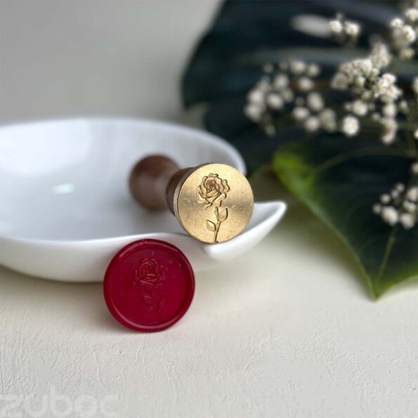 Rose stem custom wax seal stamp