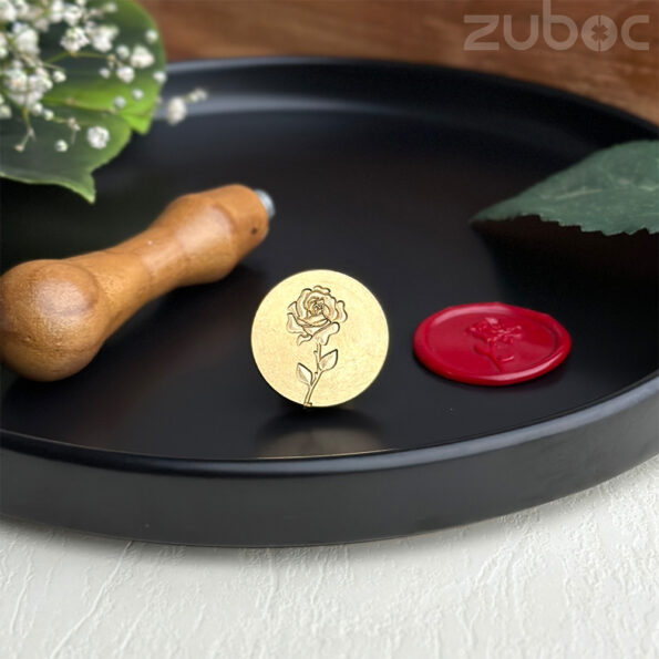 Rose stem custom wax seal stamp -1