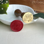 Rose wax seal stamp with a smooth wooden handle