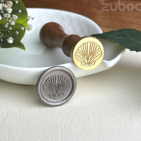 Shell custom wax seal stamp with a wooden handle