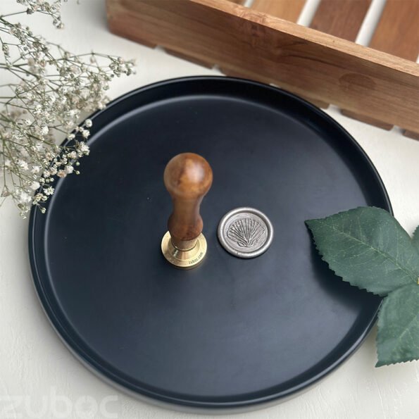 Shell custom wax seal stamp with a wooden handle -3