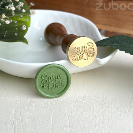 STD wax seal stamp with a smooth wooden handle