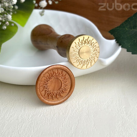 Sun custom wax seal stamp with a wooden handle