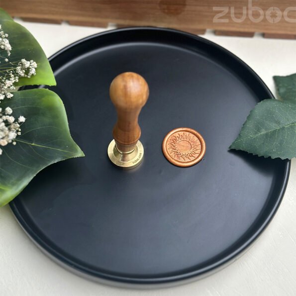 Sun custom wax seal stamp with a wooden handle -3