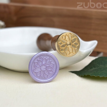 Sunflower wax seal stamp with a wooden handle