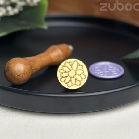 Sunflower wax seal stamp with a wooden handle -1