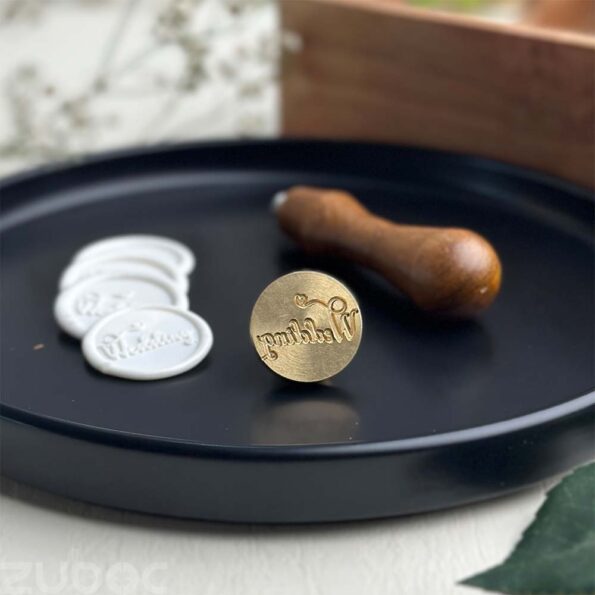 Wedding custom wax seal stamp with a wooden handle-3